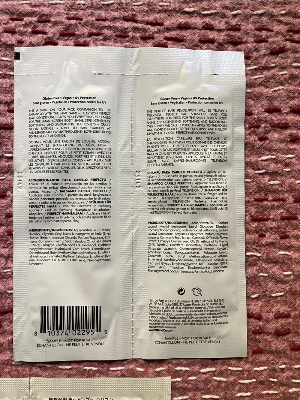 Shampoo and conditioner samples